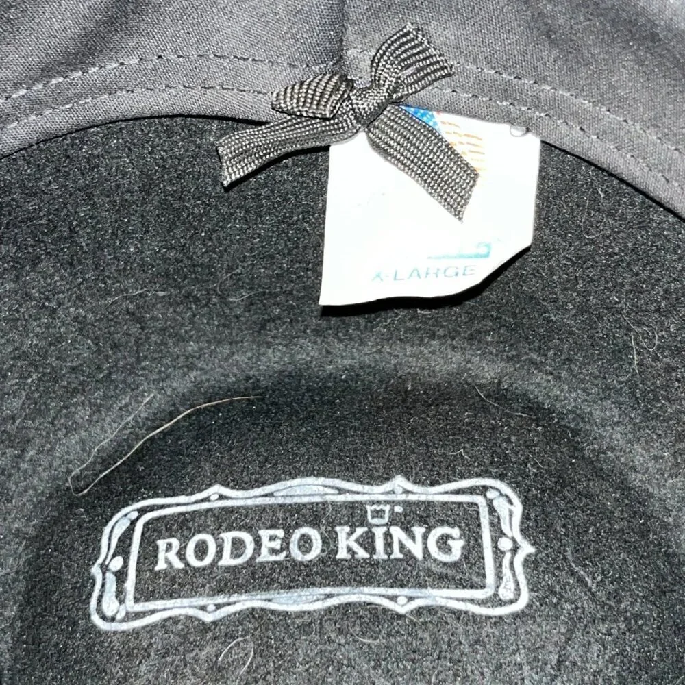RODEO KING Made in USA Low Profile Western Cowboy Indiana Jones Black Felt Hat